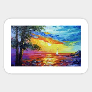 Sailboat at sunset Sticker